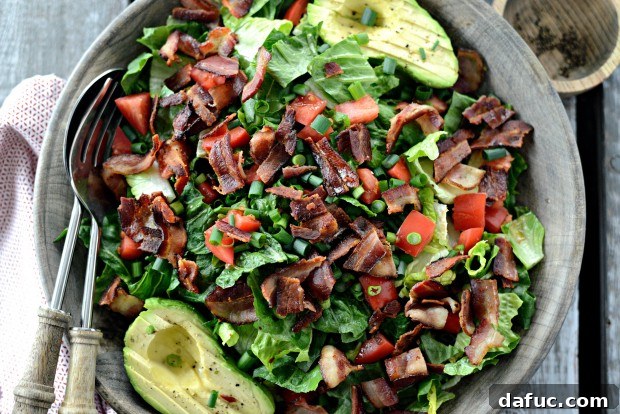 Fully assembled BLAT salad in a large bowl, ready to be dressed