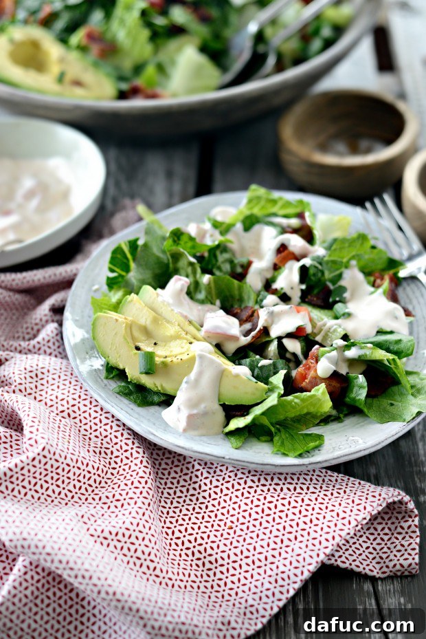 Another enticing shot of the BLAT salad ready to be enjoyed