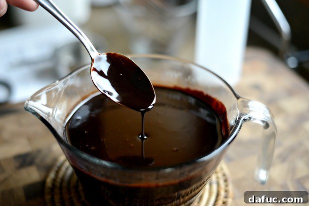 Homemade chocolate syrup cooling