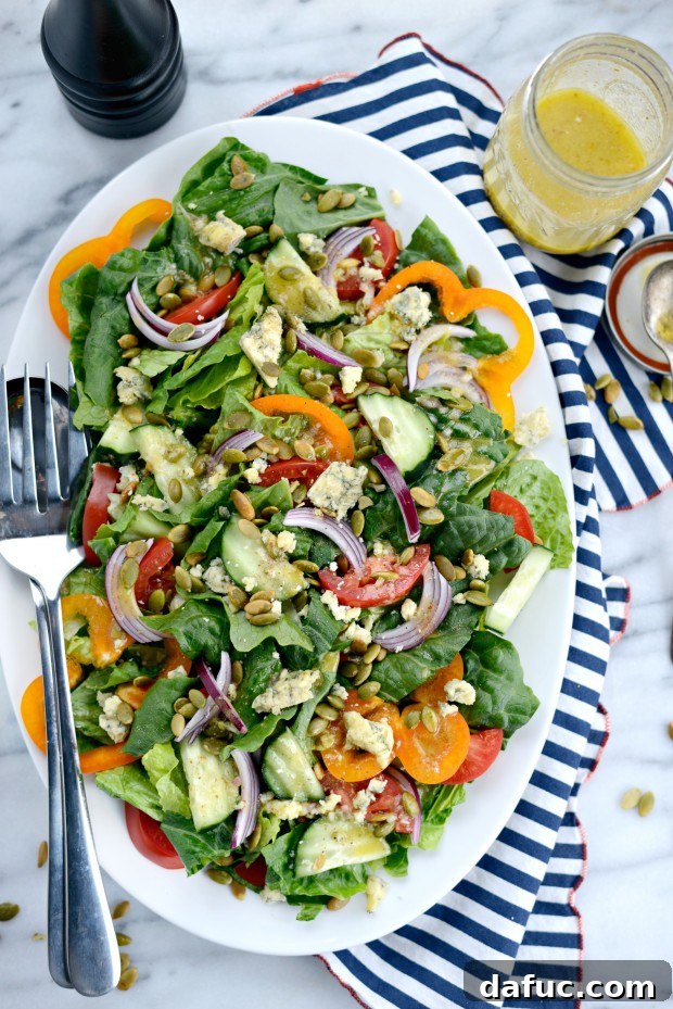 Lemon Vinaigrette drizzled over a fresh salad