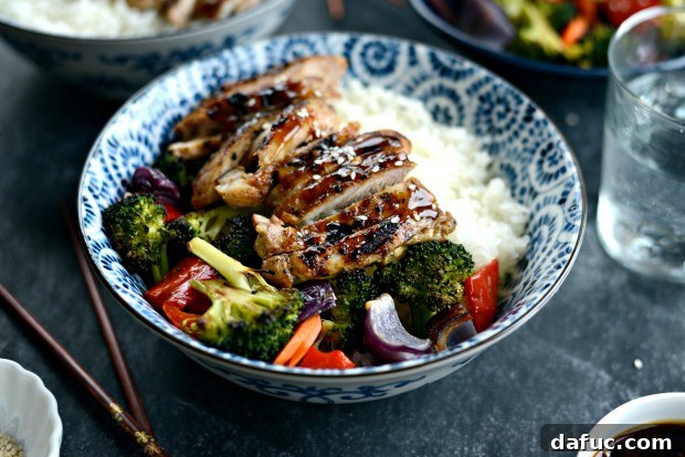 Sweet & Tangy Teriyaki Chicken Bowls 26 Final plated Grilled Chicken Teriyaki Rice Bowl
