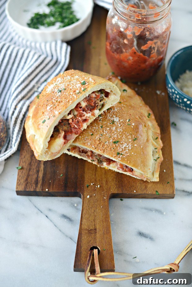 Italian Meatball Calzones with three cheeses