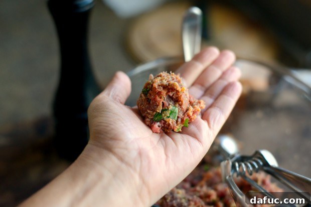 Rolling meatballs by hand