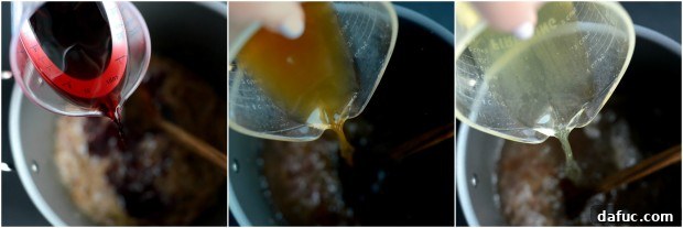 Pouring Wine into Caramelized Onions