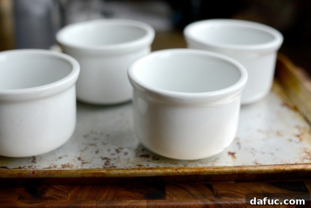 Oven-Safe Soup Bowls on a Baking Sheet