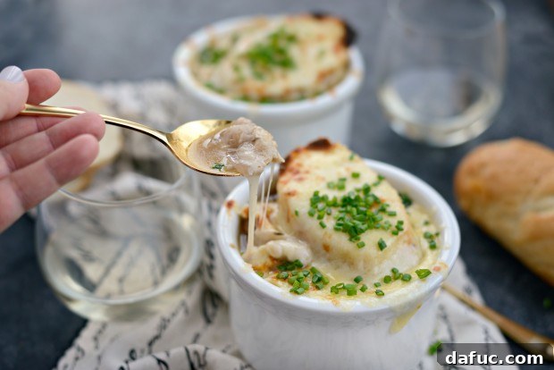 French Onion Soup with Amazing Cheese Pull