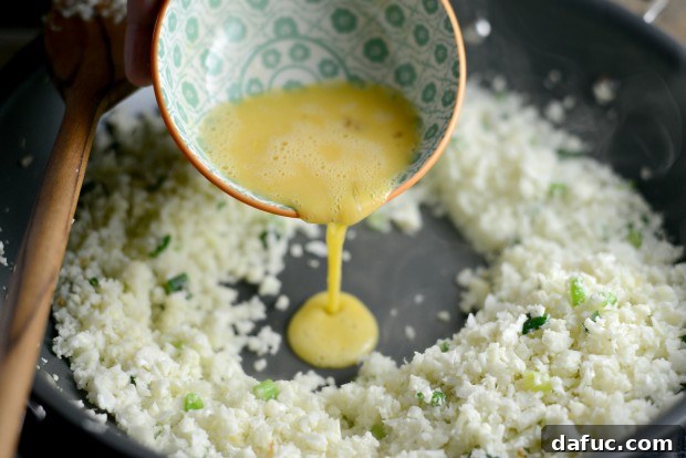 Making a Well in the Cauliflower Rice for the Egg l SimplyScratch.com