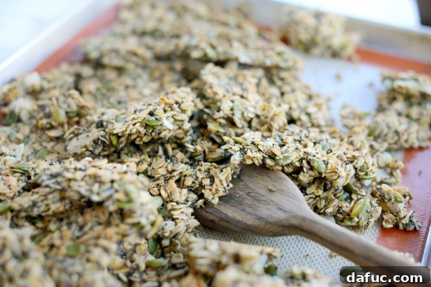 Tropical Coconut Chia Granola 18 Cooling Coconut Chia Seed Granola on baking sheet