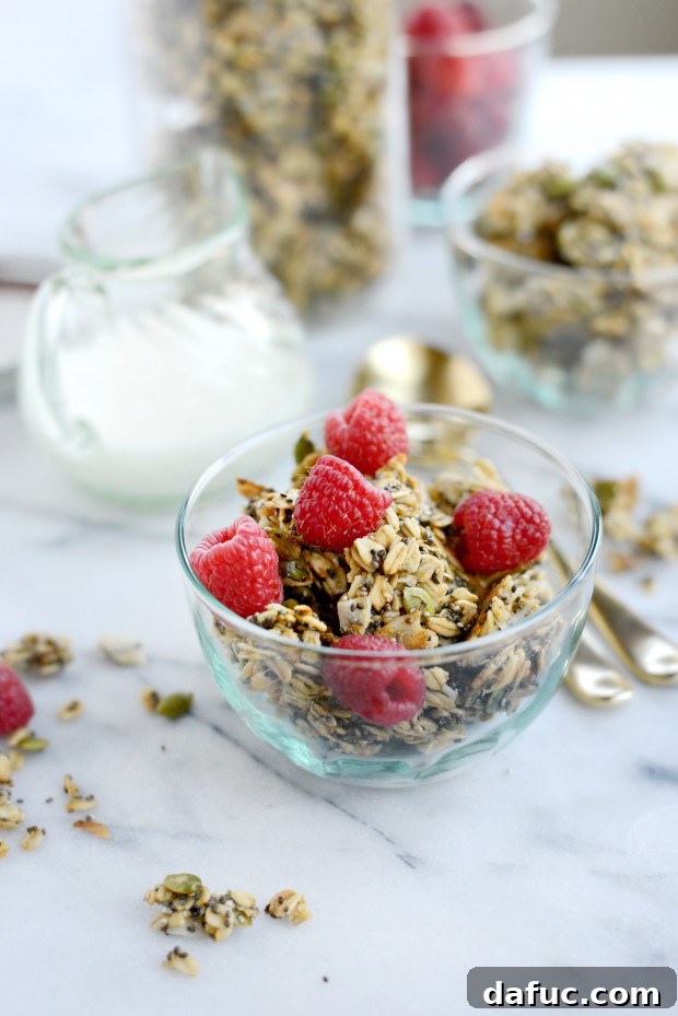 Tropical Coconut Chia Granola 19 Breaking up baked Coconut Chia Seed Granola