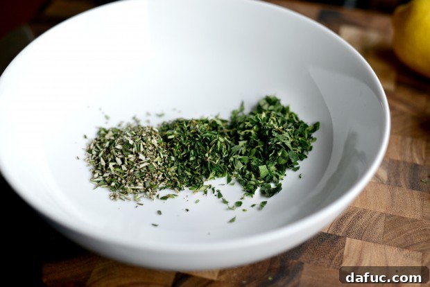 Zesty Grilled Greek Chicken 9 Minced fresh oregano leaves joining the other herbs