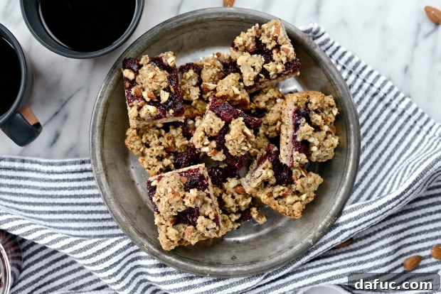 Sweet Cherry Almond Crumble Bars 2 Delicious Cherry Jam Almond Crumble Breakfast Bars for a perfect start to your day