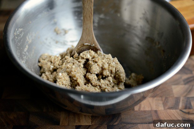 Sweet Cherry Almond Crumble Bars 11 Close-up of the sticky dough mixture