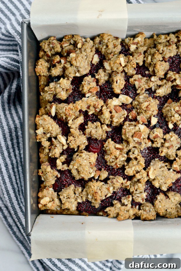 Sweet Cherry Almond Crumble Bars 20 Close-up of baked Cherry Jam Almond Crumble Breakfast Bars