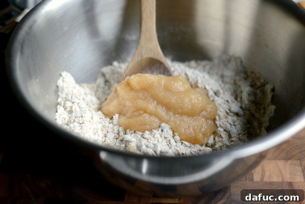 Sweet Cherry Almond Crumble Bars 8 Adding unsweetened applesauce to the dry ingredients