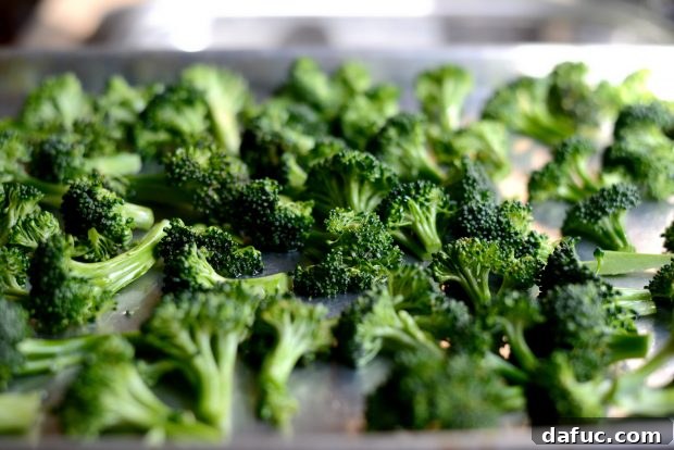 Savory Roasted Broccoli with Toasted Peanuts 6 A large head of organic broccoli, ready to be chopped into florets.