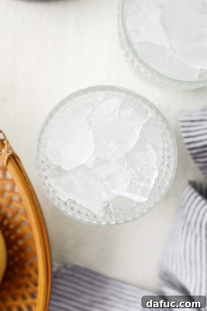 Filling glasses with ice for the spritzer