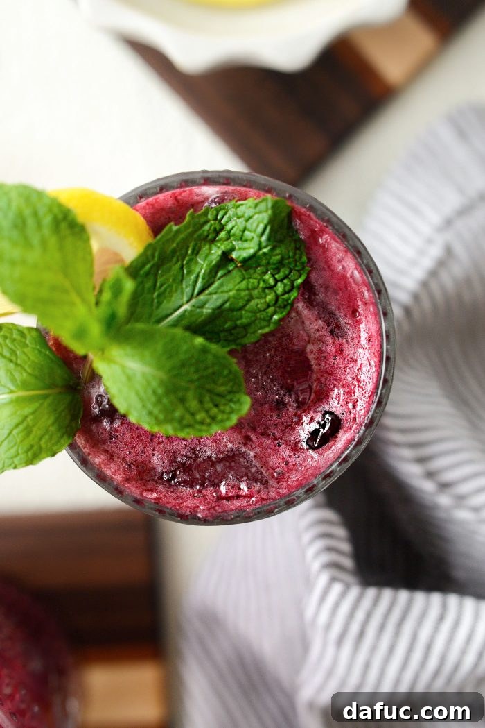 Blueberry Lemon White Wine Spritzer with a colorful background