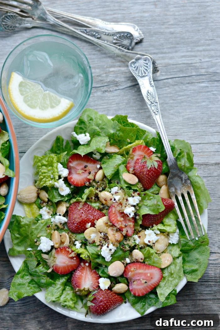 Sweet Strawberry and Creamy Goat Cheese Salad with Crispy Quinoa 2 Vibrant Strawberry and Goat Cheese Salad with Crispy Fried Quinoa