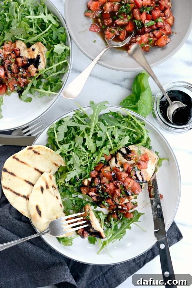 20 Effortless Weeknight Meals 14 Healthy Grilled Chicken Bruschetta with fresh tomatoes and basil