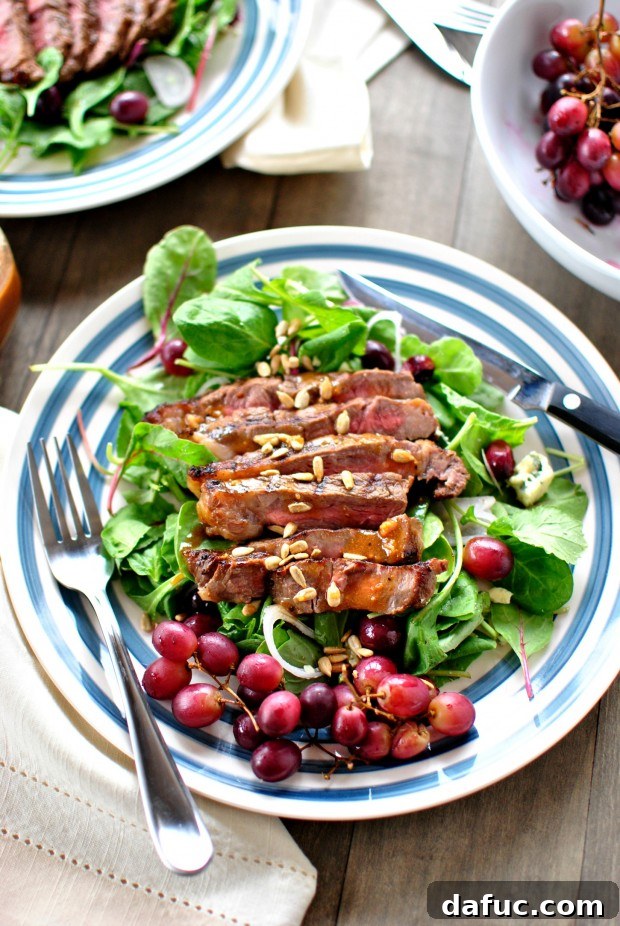 20 Effortless Weeknight Meals 22 Elegant Grilled Steak Salad with Blue Cheese and sweet Grilled Grapes