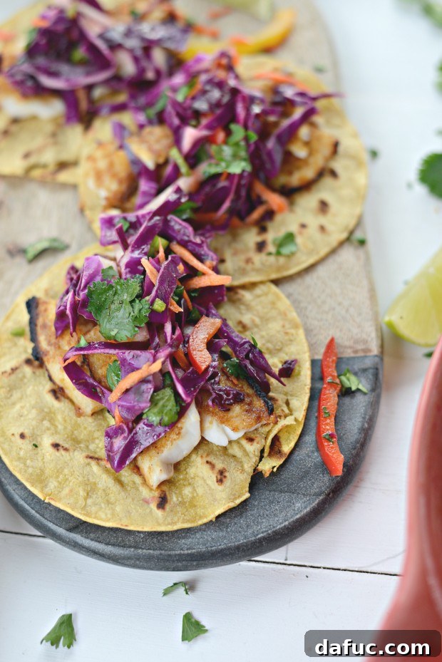 20 Effortless Weeknight Meals 9 Vibrant Chipotle-Lime Fish Tacos with a colorful Mexican slaw