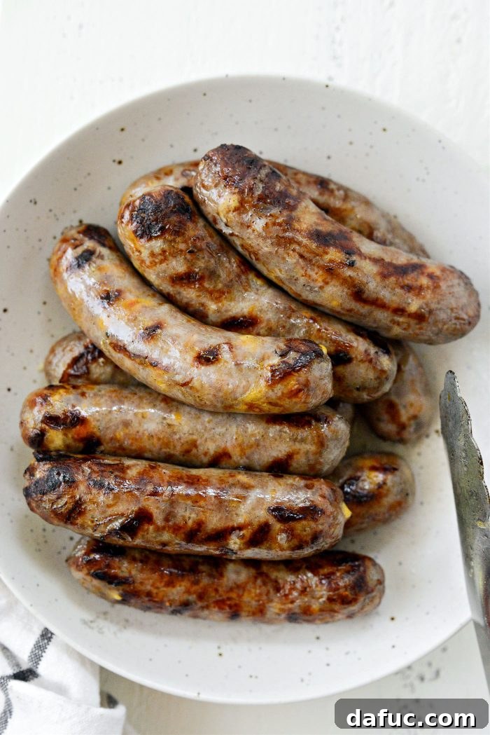 Grilled Oven Braised Beer Brats ready to serve