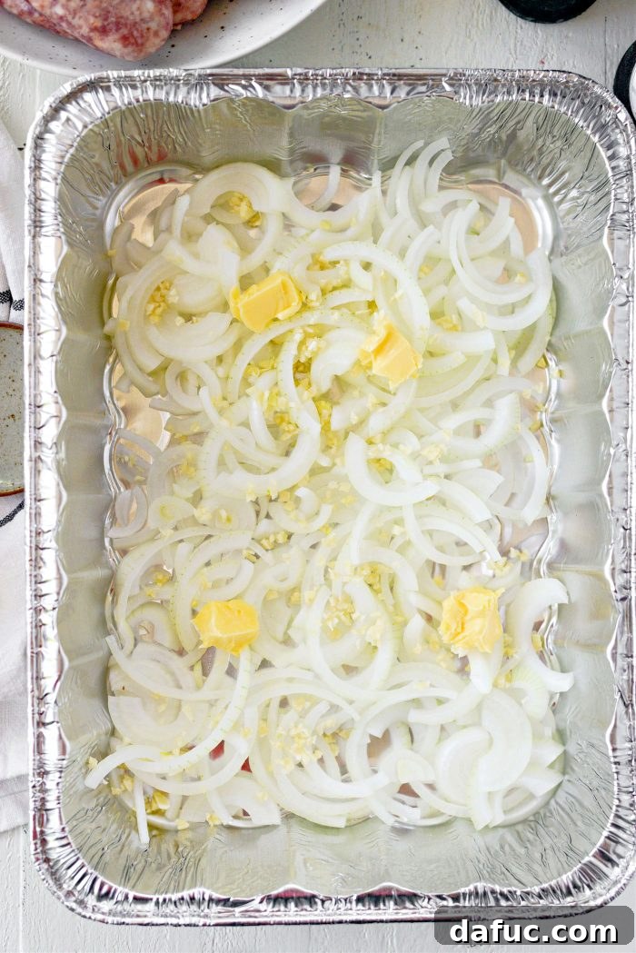 Brew-Braised Oven Brats 4 onions, garlic and butter
