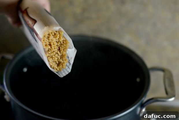Cooking whole wheat spaghetti in boiling water