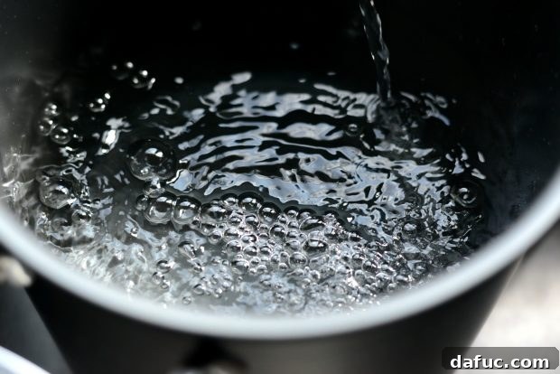 Boiling water in a large pot for pasta