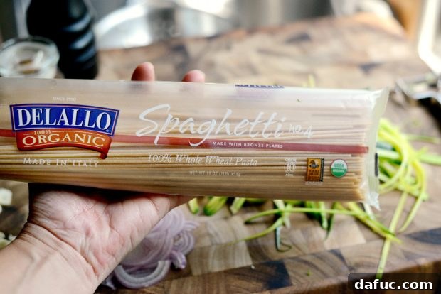 Whole wheat spaghetti ready for cooking