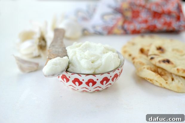 Creamy Lebanese Toum 2 Lebanese Garlic Sauce - A fluffy garlic sauce known as toum.