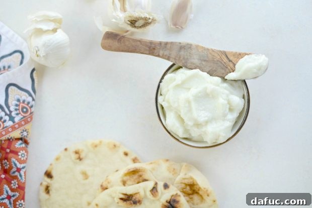 Creamy Lebanese Toum 21 Final shot of Lebanese Garlic Sauce.