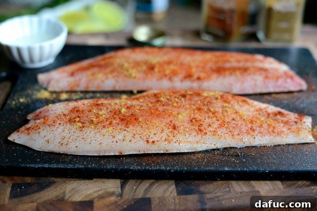 Grilled Red Snapper with a Vibrant Fiesta Olive Medley 16 Seasoning red snapper fillets with a blend of cumin, chili powder, and smoked paprika.