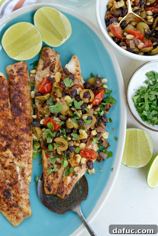 Freshly Grilled Red Snapper with Vibrant Fiesta Olive Topping