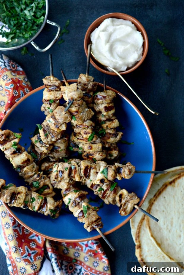 Flavorful Shish Tawook Skewers 18 Shish Tawook (Lebanese Marinated Chicken Kebabs) l SimplyScratch.com