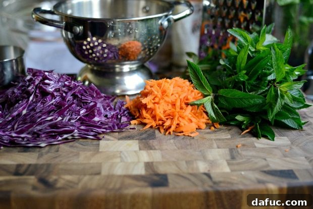 Golden Moroccan Quinoa Pilaf 14 Preparing Purple Cabbage, Carrots, and Fresh Mint