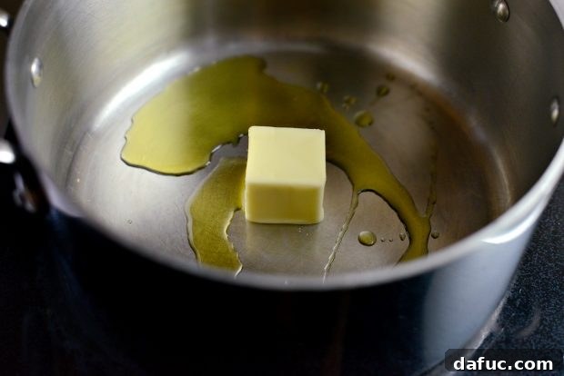 Golden Moroccan Quinoa Pilaf 4 Melting Butter and Olive Oil for Pilaf Base