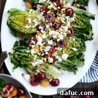 Grilled Romaine Salad with Cherries, Feta and Toasted Pine Nuts