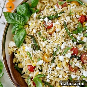 Asparagus Tomato and Grilled Corn Orzo Pasta Salad