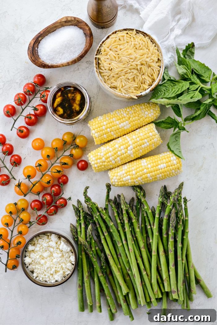 Vibrant Grilled Corn Orzo Salad 4 A large serving spoon scooping a portion of the colorful orzo pasta salad from a bowl, ready to be served.