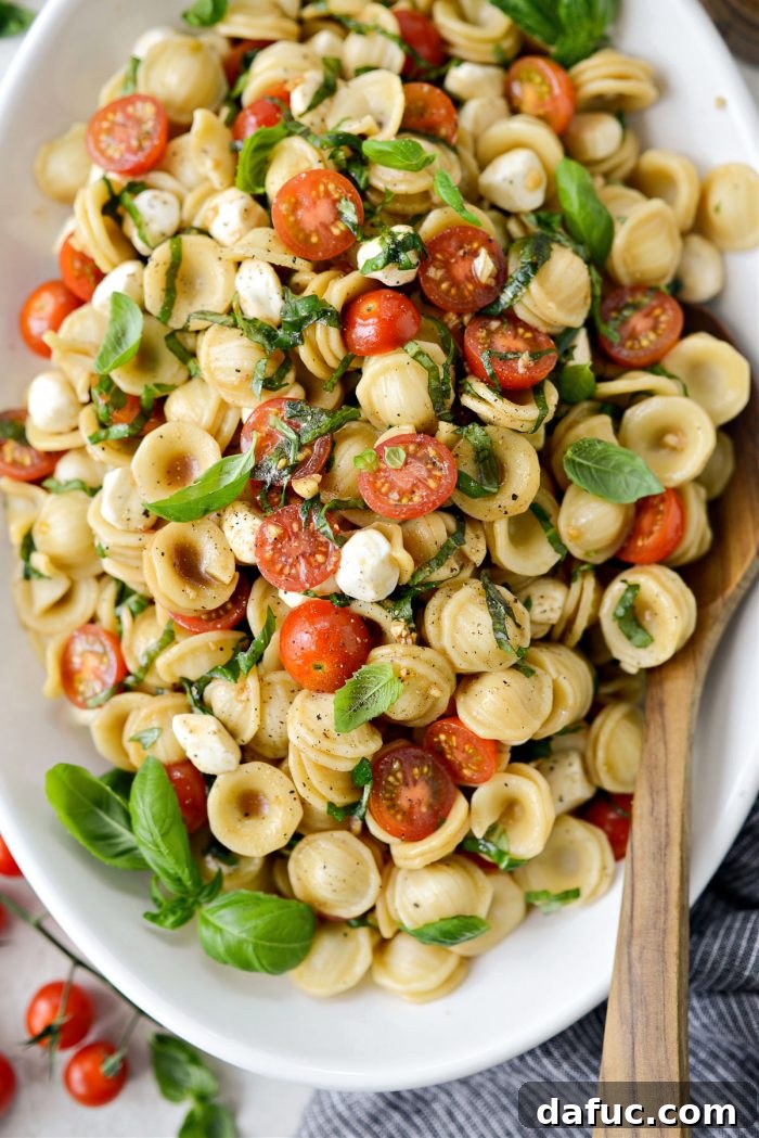 Garden Fresh Caprese Pasta 2 Caprese Pasta Salad - a bowl full of colorful pasta salad