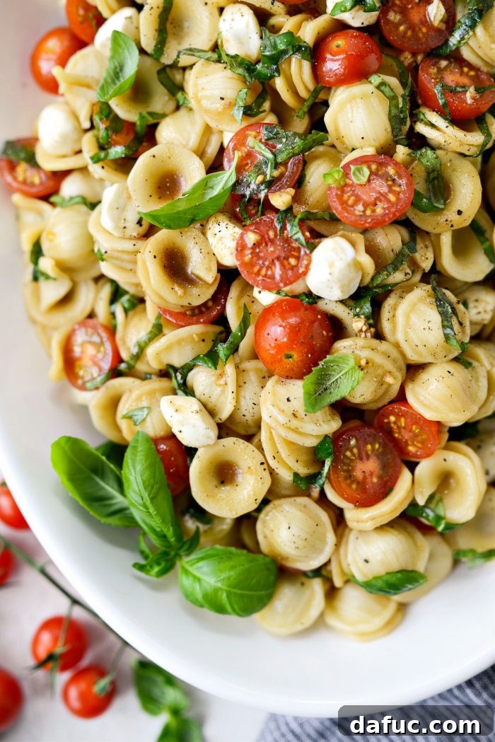 Garden Fresh Caprese Pasta 14 Caprese Pasta Salad in a serving bowl