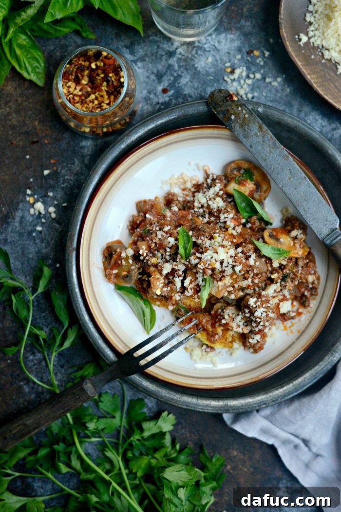 Hearty Beef and Mushroom Ragu on Crispy Golden Polenta 2 Beef and Mushroom Ragu over Fried Polenta