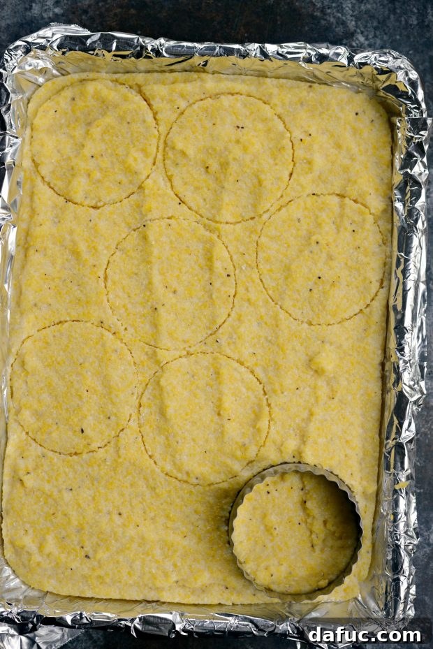 Hearty Beef and Mushroom Ragu on Crispy Golden Polenta 5 cutting out polenta rounds