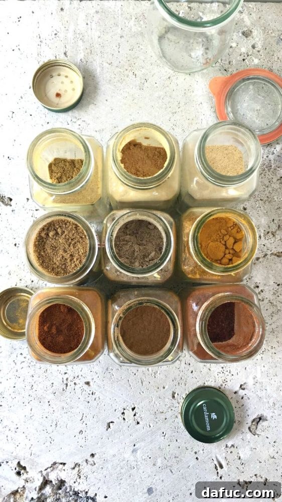 Signature Tandoori Blend 4 Tandoori Spice Blend ingredients laid out