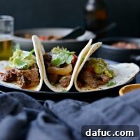 Close up of a prepared Slow Cooker Steak Fajita
