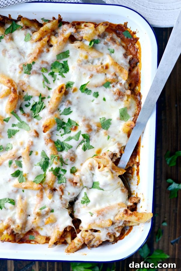 A bowl of Italian Sausage Mostaccioli ready to be served
