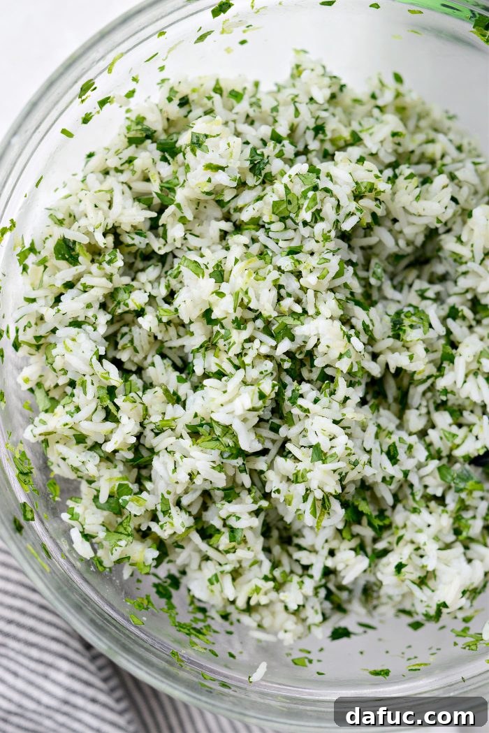 Finished Cilantro Lime Rice, perfectly combined