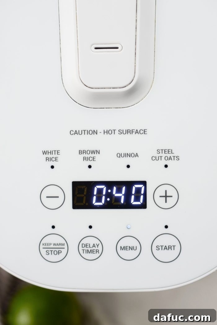 Rice cooker cooking with lid closed