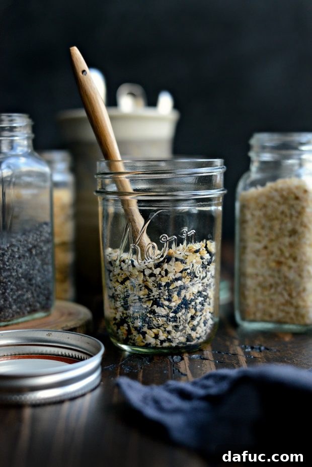 Spice Up Your Kitchen: 20+ Homemade Blends 13 Everything (but the Bagel) Seasoning in a glass jar